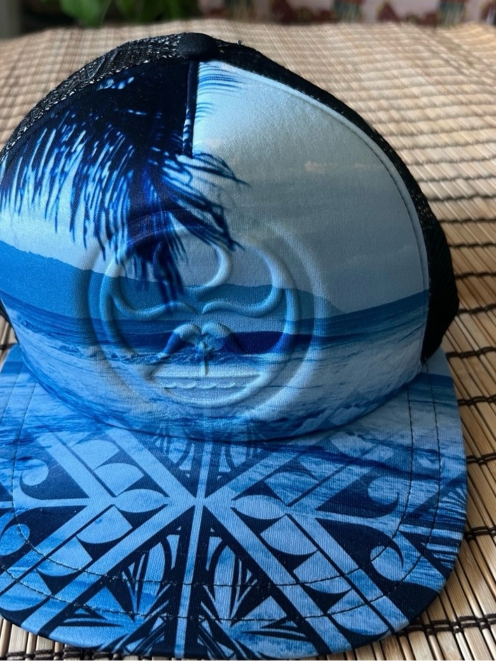 Blue Tropical Print Men's Trucker Hat - Swim